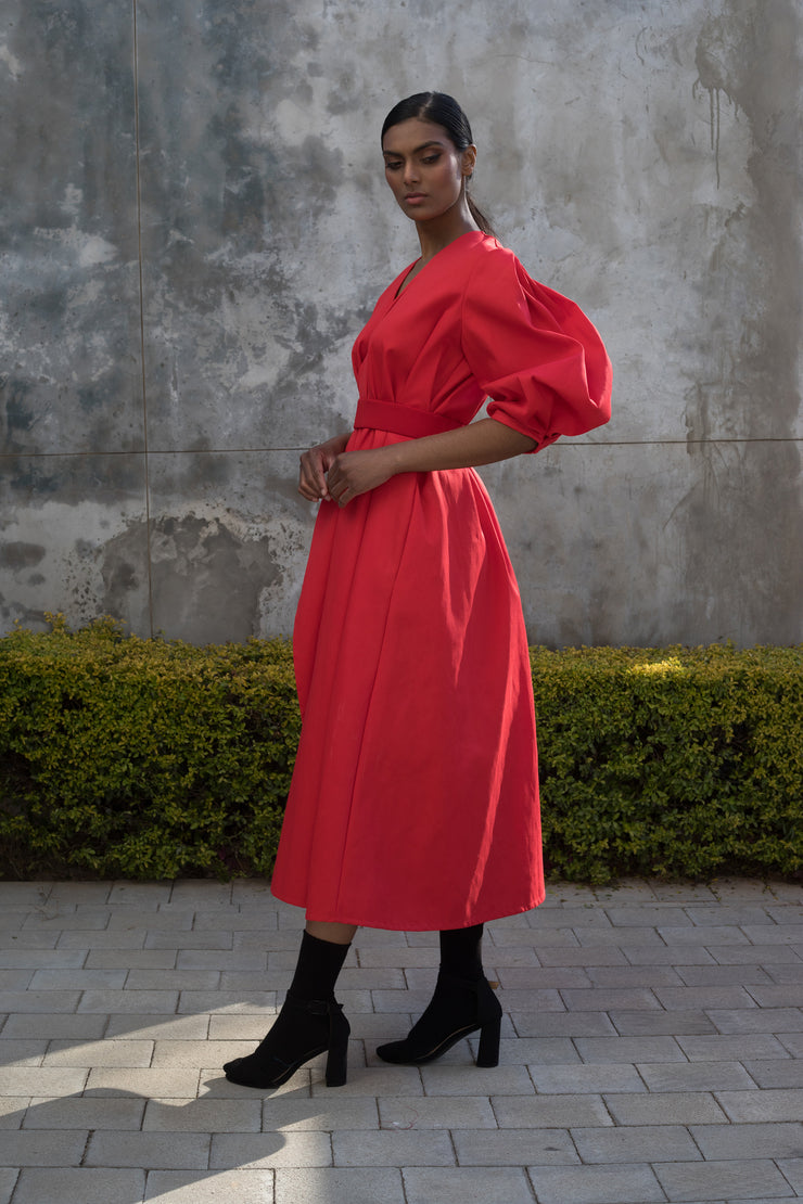 ERRE Red Protean Coat Dress