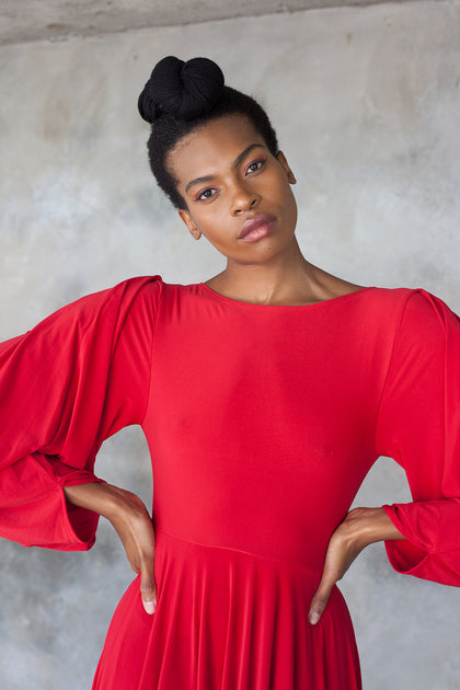 Red Power Sleeve Maxi Dress – ERRE Fashion