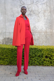 The CHIEF Cape Sleeve Coat - Red