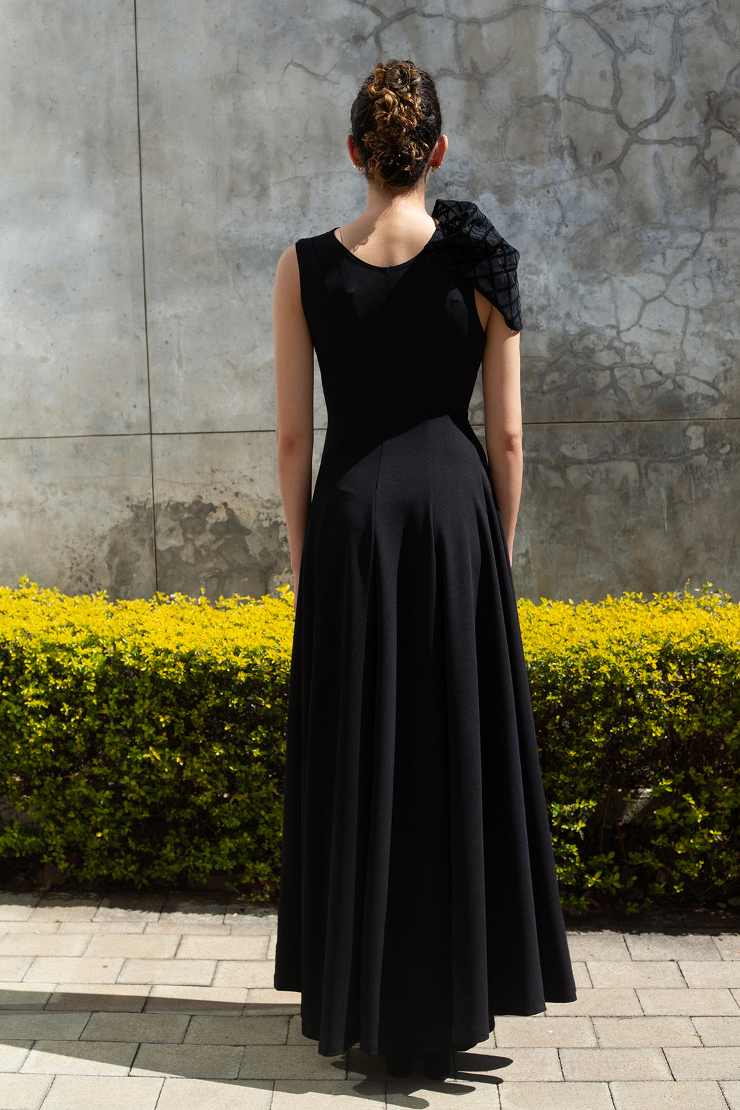 navy blue dress for baby girl Asymmetrical Mesh Drape Dress – DanceBoxNZ