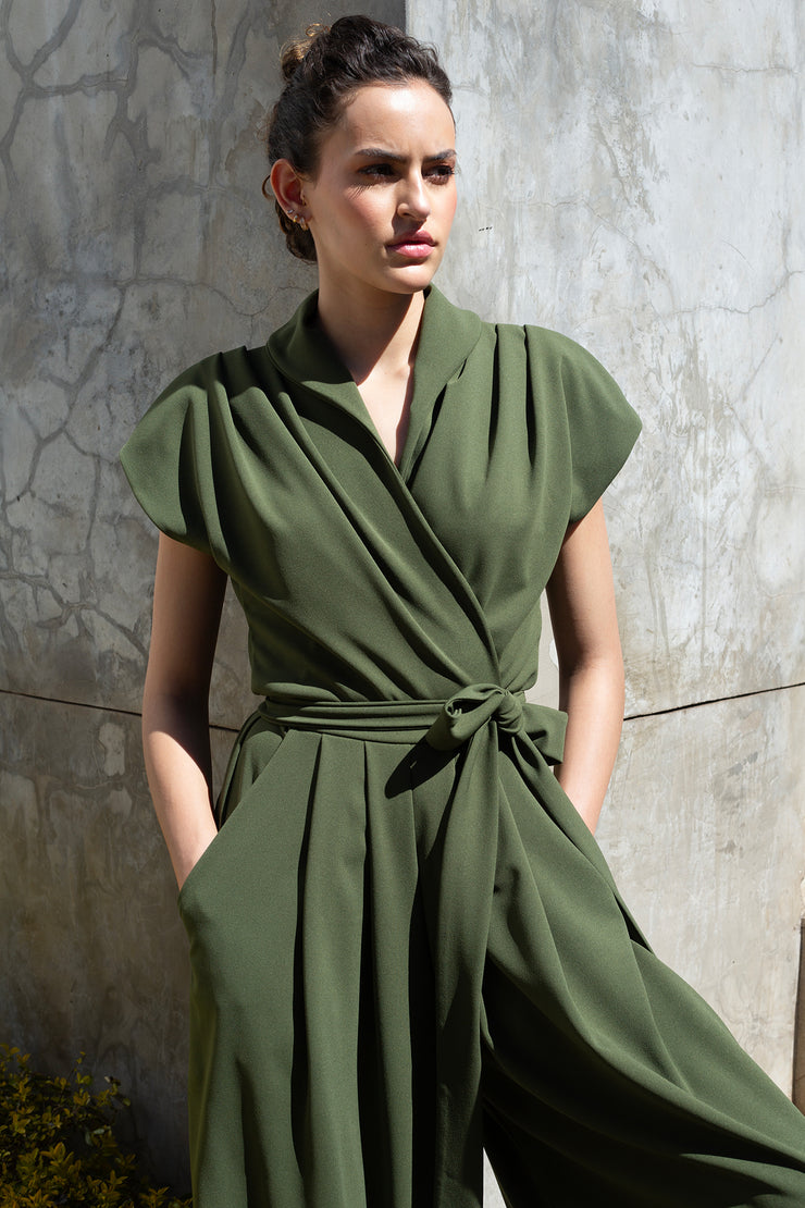 The Meander Jumpsuit - Olive Green