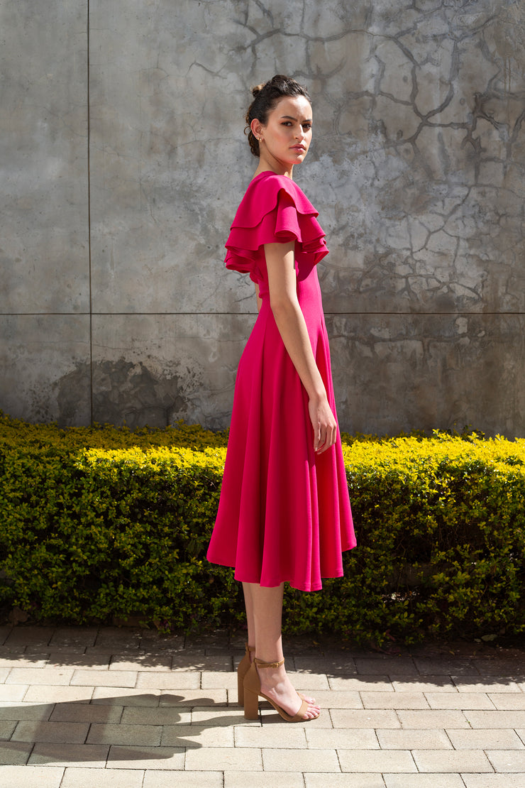 The Ripple Dress - Hot Pink