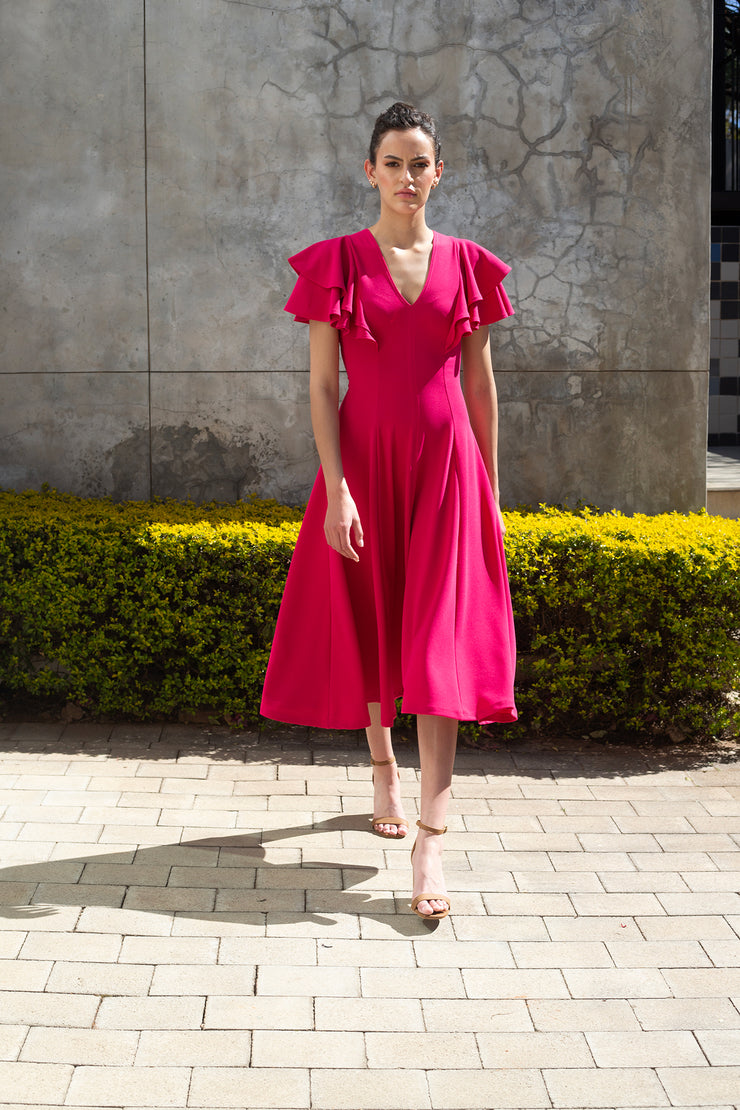 The Ripple Dress - Hot Pink