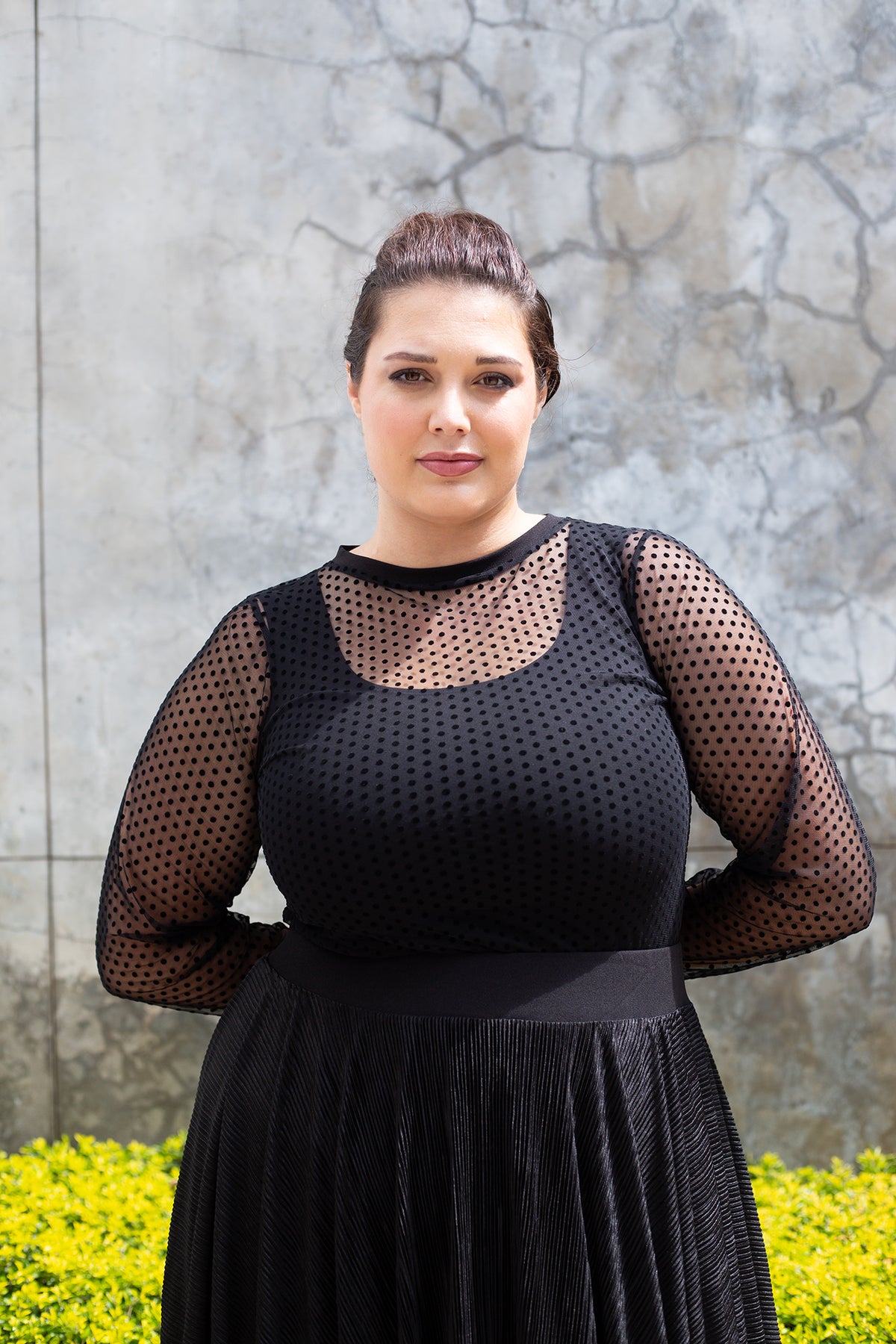 Polka Dot Mesh Top Black ERRE Fashion