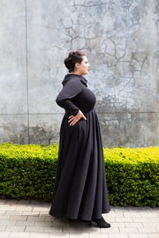 The CURVE Fit and Flare Collar Maxi Dress - Black