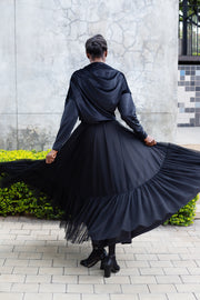 The Polka Dot Mesh Skirt - Black