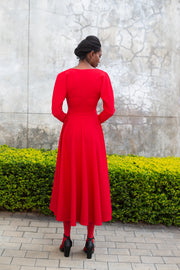 The TWIST Circle Midi Dress - Red