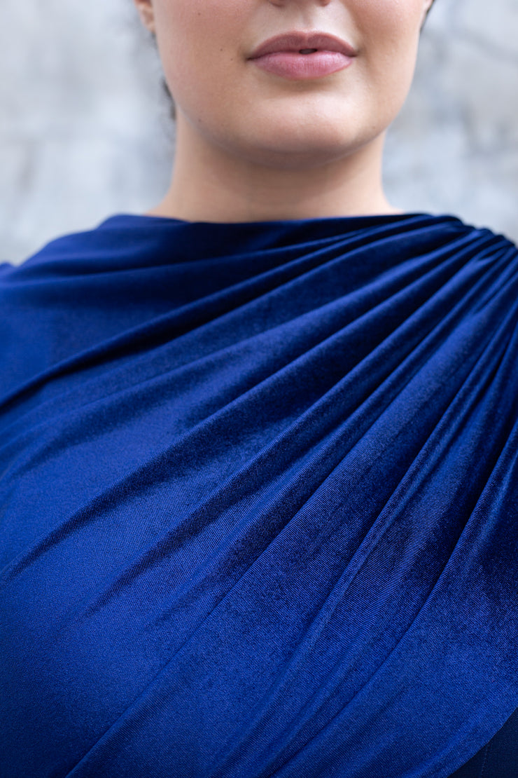 The Velvet Empress Dress - Imperial Blue