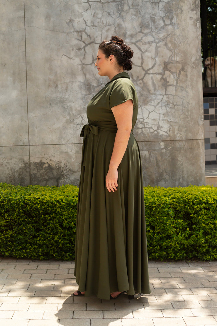 The Fold Wrap Dress Maxi Olive ERRE Fashion The Fold Wrap Dress Maxi Olive ERRE Fashion