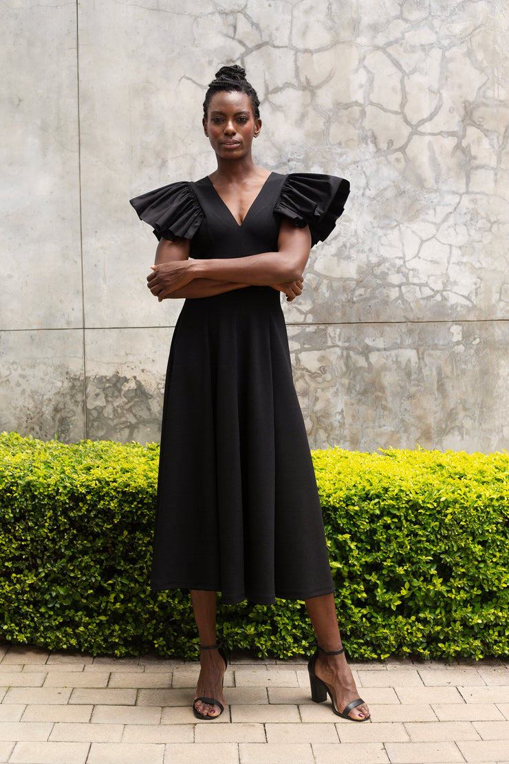 The Frill Sleeve Fit and Flare Dress