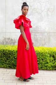 Ruffle evening Dress - Red