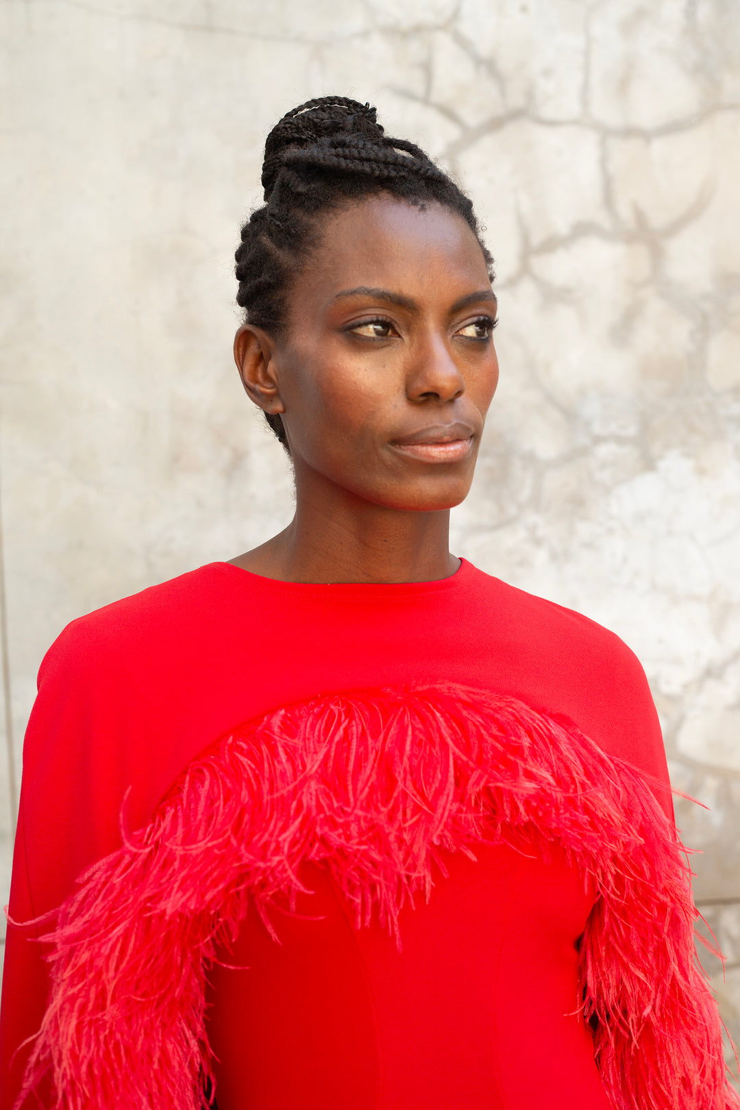 The Mantle Feather Dress - Red ERRE Fashion The Mantle Feather Dress - Red ERRE Fashion