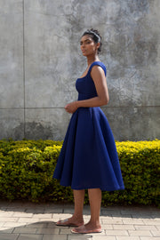 The Aurora Dress - Royal Blue Grid Scuba