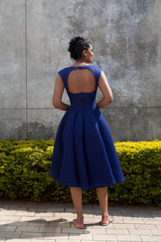 The Aurora Dress - Royal Blue Grid Scuba
