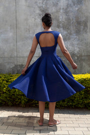 The Aurora Dress - Royal Blue Grid Scuba