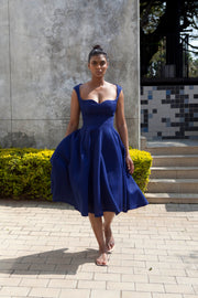 The Aurora Dress - Royal Blue Grid Scuba