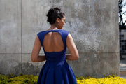 The Aurora Dress - Royal Blue Grid Scuba
