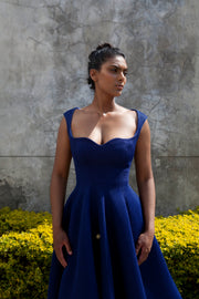 The Aurora Dress - Royal Blue Grid Scuba