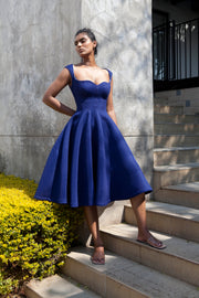 The Aurora Dress - Royal Blue Grid Scuba