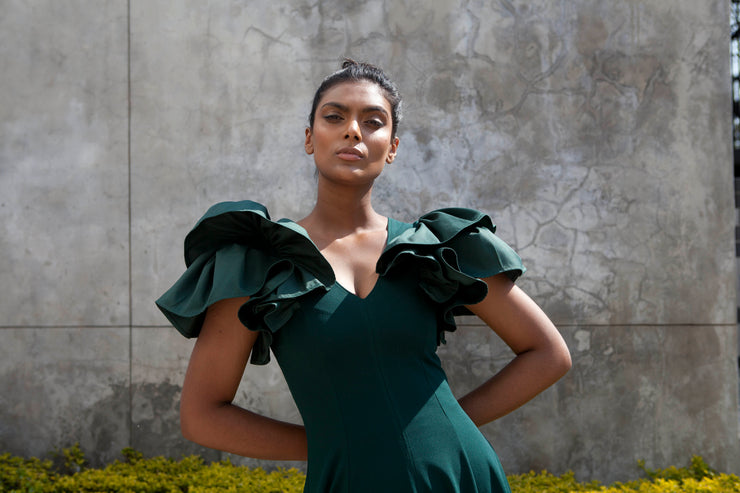 The Nerio Dress - Emerald Green