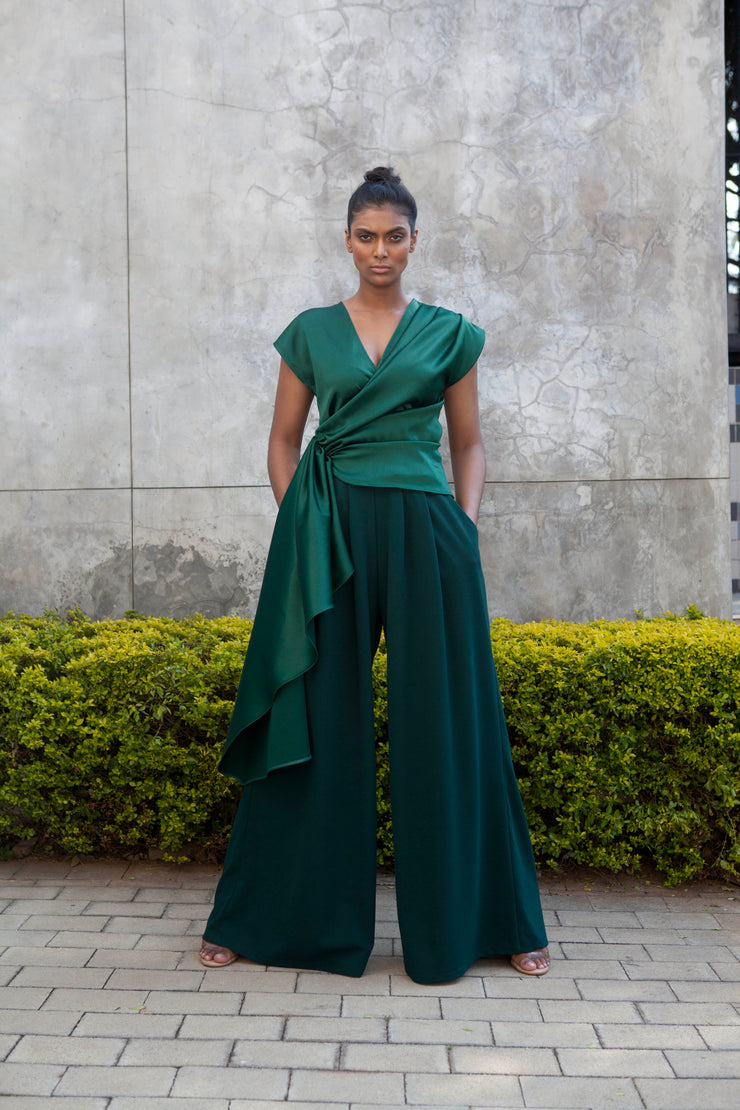 The Minerva Silk Blouse - Emerald Green