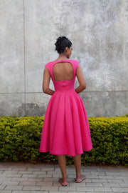 The Aurora Dress - Pink Grid Scuba