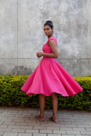 The Aurora Dress - Pink Grid Scuba