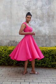 The Aurora Dress - Pink Grid Scuba
