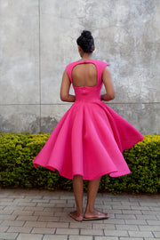 The Aurora Dress - Pink Grid Scuba