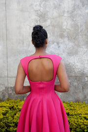 The Aurora Dress - Pink Grid Scuba