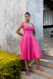 The Aurora Dress - Pink Grid Scuba