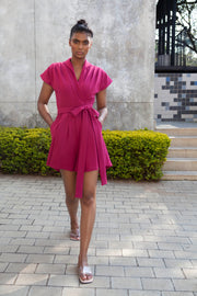 The Meander Jumpsuit Short- Magenta