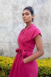 The Meander Jumpsuit Short- Magenta