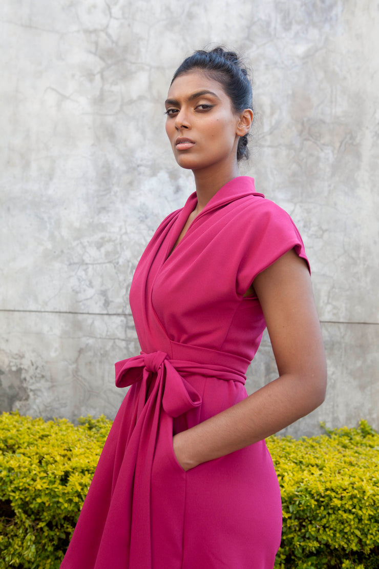 The Meander Jumpsuit Short- Magenta