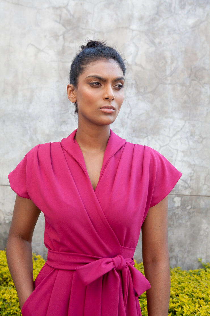 The Meander Jumpsuit Short- Magenta
