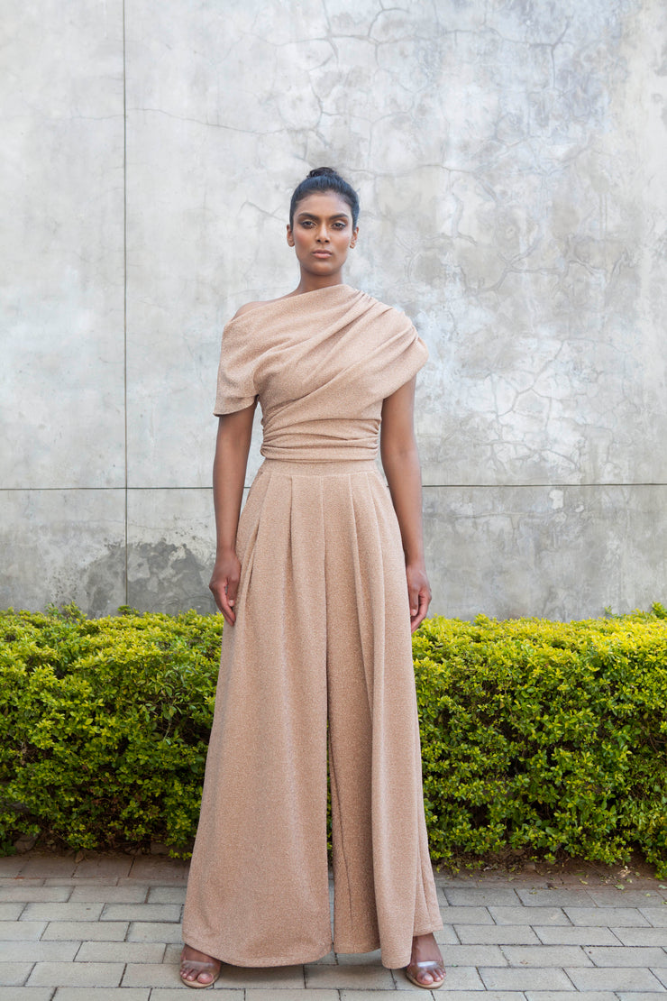 The Opis Stroll Wide Leg Pants - Gold