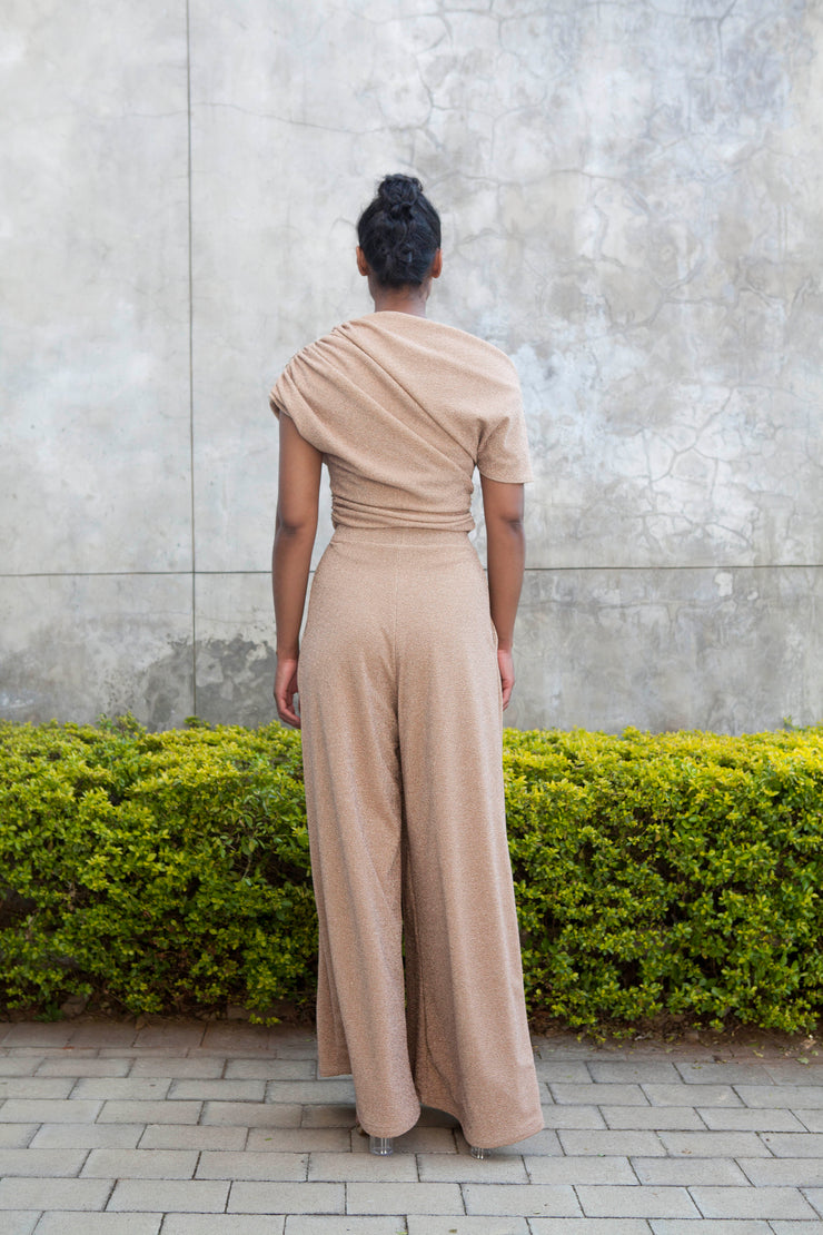 The Opis Stroll Wide Leg Pants - Gold