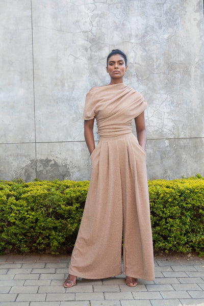 The Opis Stroll Wide Leg Pants - Gold