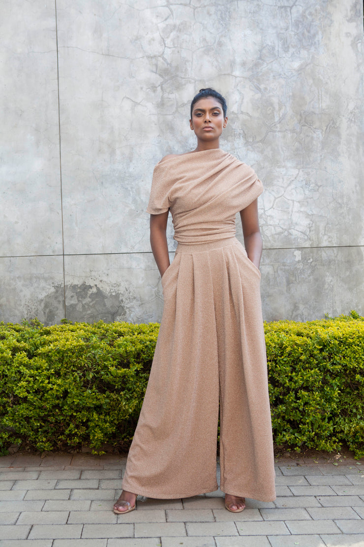 The Opis Stroll Wide Leg Pants - Gold