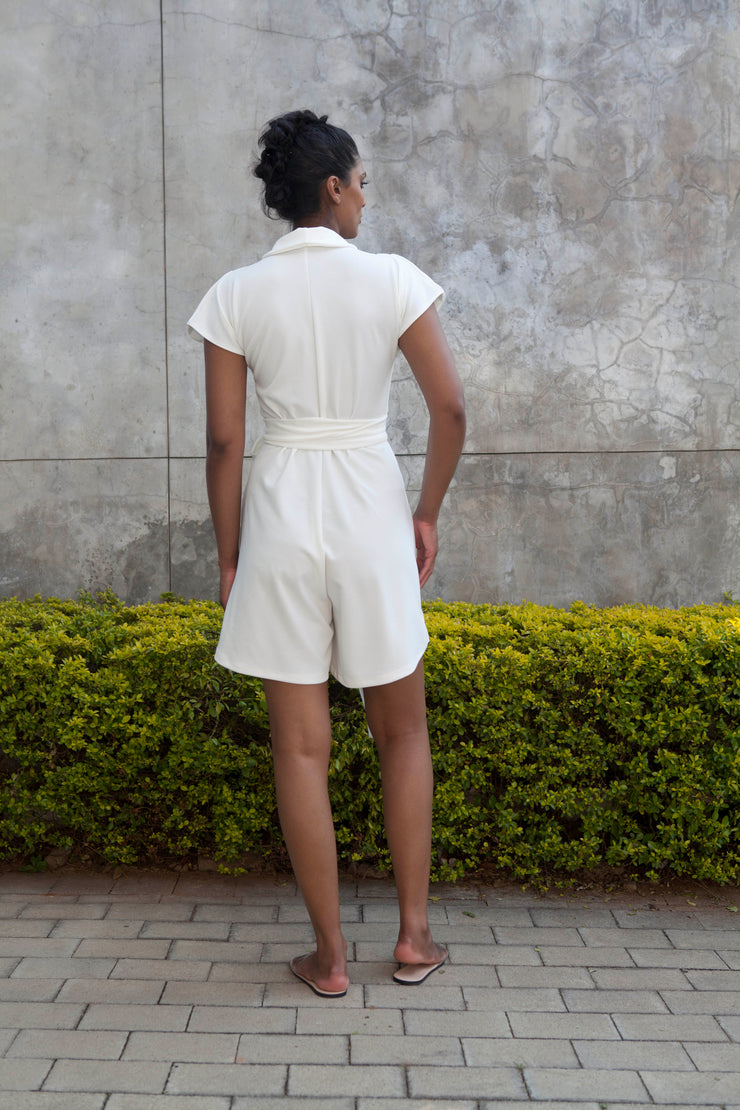 The Meander Jumpsuit Short- Ivory