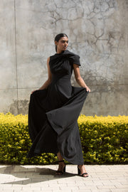 The Asymmetrical Drape Dress Black