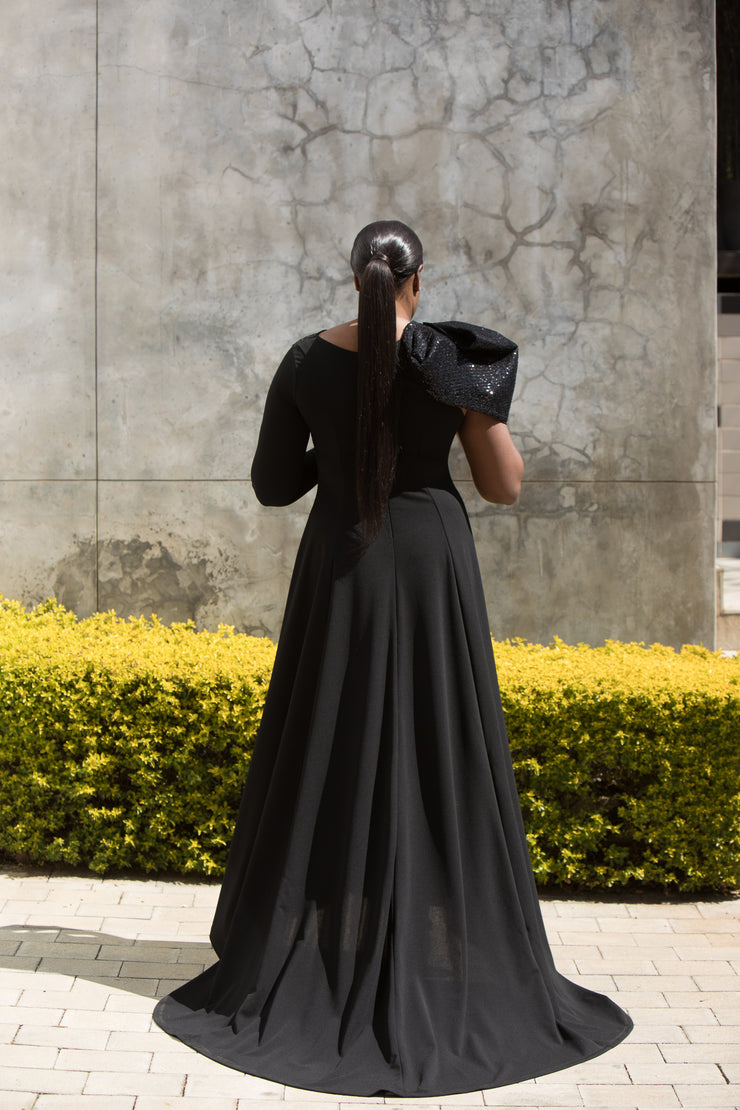 The One Shoulder Bow Dress Black