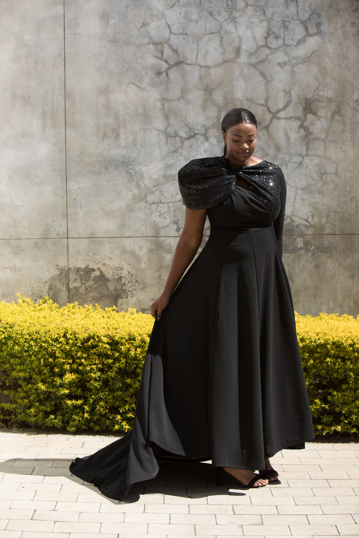 The One Shoulder Bow Dress Black