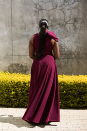 The Asymmetrical Drape Dress Grape
