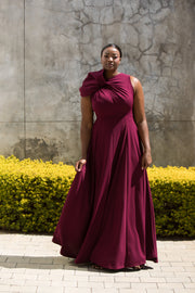 The Asymmetrical Drape Dress Grape