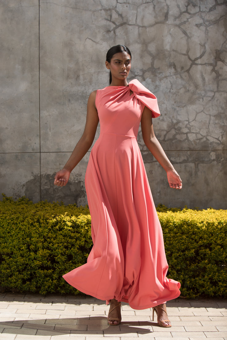 The Asymmetrical Drape Dress Rose Quartz