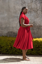 The Fold Wrap Dress Midi Red