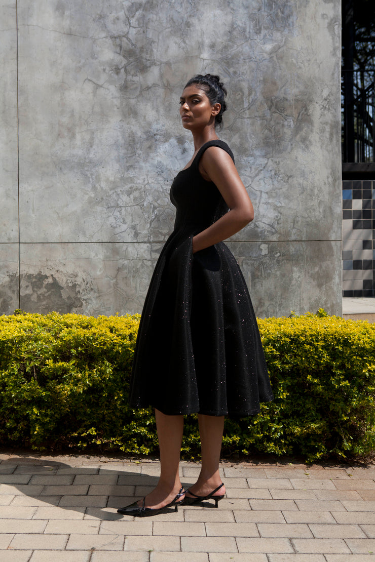 The Aurora Dress - Black Shimmer Scuba