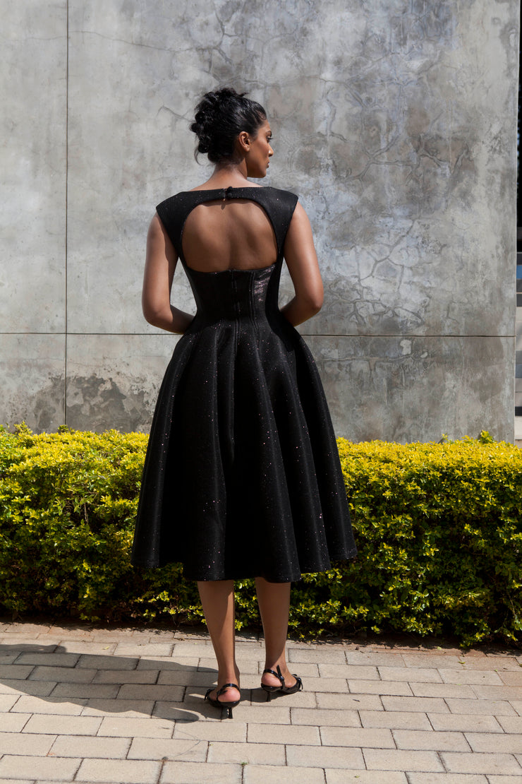 The Aurora Dress - Black Shimmer Scuba
