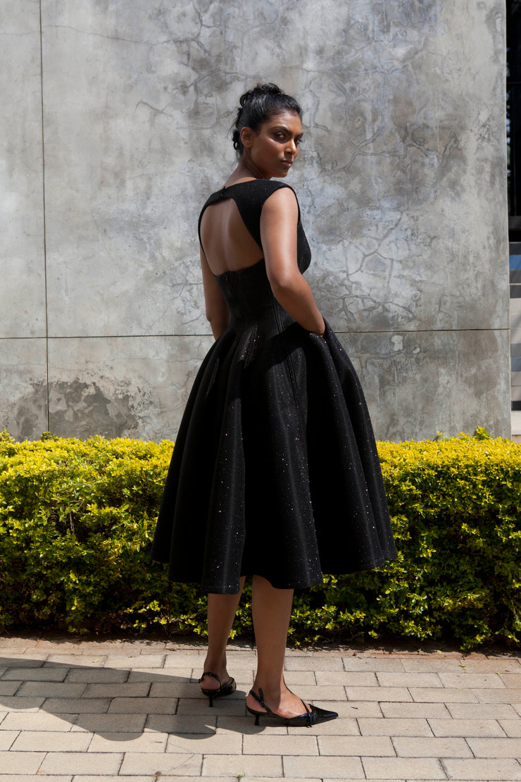 The Aurora Dress - Black Shimmer Scuba